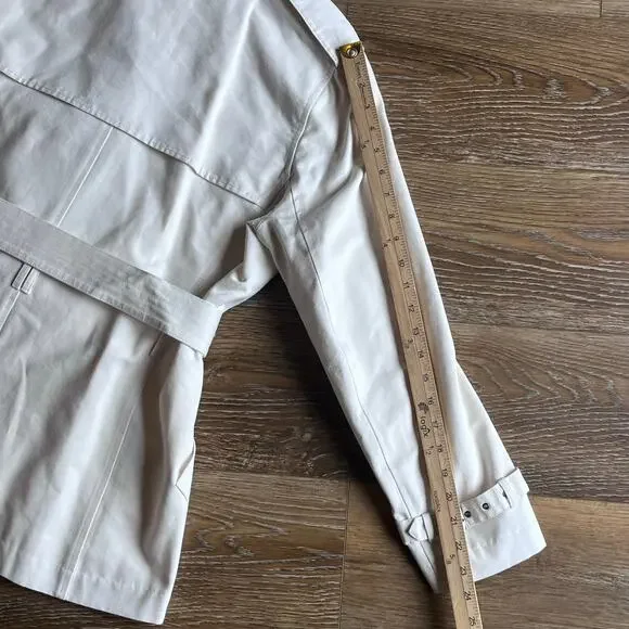 NWOT VTG Eddie Bauer Double Breasted Belted Trench Coat MIDI White Women’s L P - Picture 11 of 11